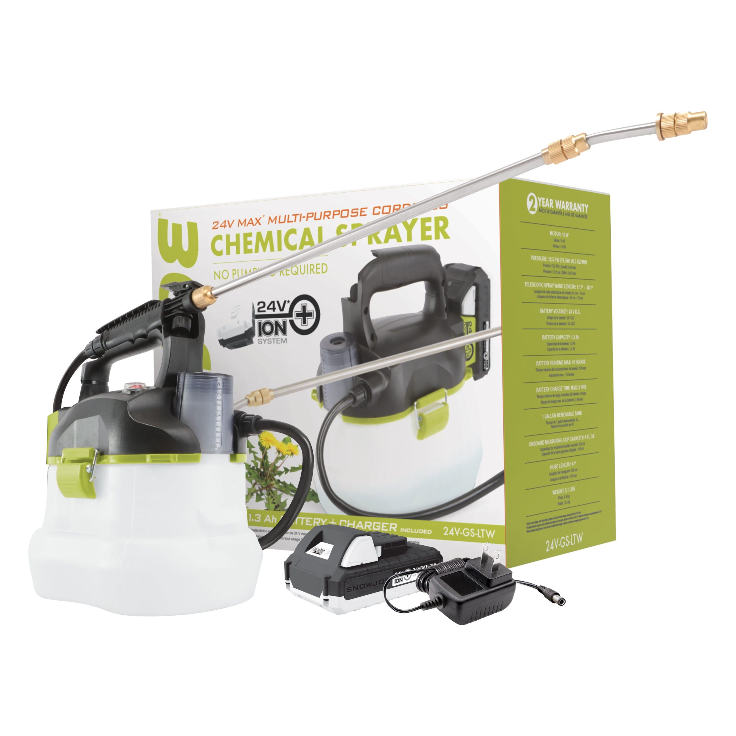 Sun Joe SPRAY-BDL Chemical Sprayer Starter Kit | Includes 24-Volt Multi-Purpose Chemical Sprayer and 1 Gallon Cleaner Concentrate - Image 2