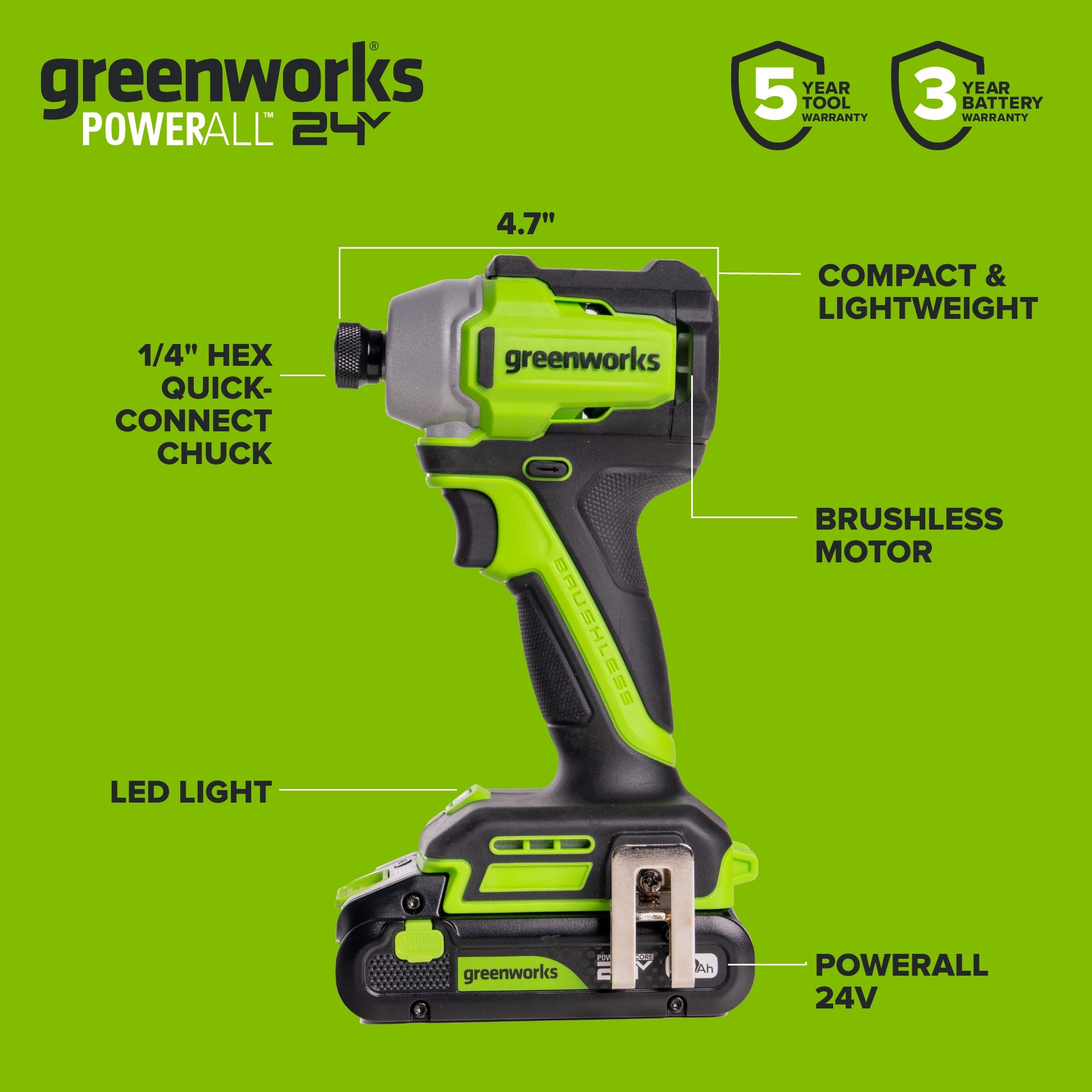 24V Cordless 280 in-lbs Drill/Driver 4PC Power Tool Combo Kit: (2) 2.0 Ah USB-C Batteries, (1) 30W USB-C Charger, (1) 3' 100W USB-C Cable and 34-Piece Accessory Sets - Image 9