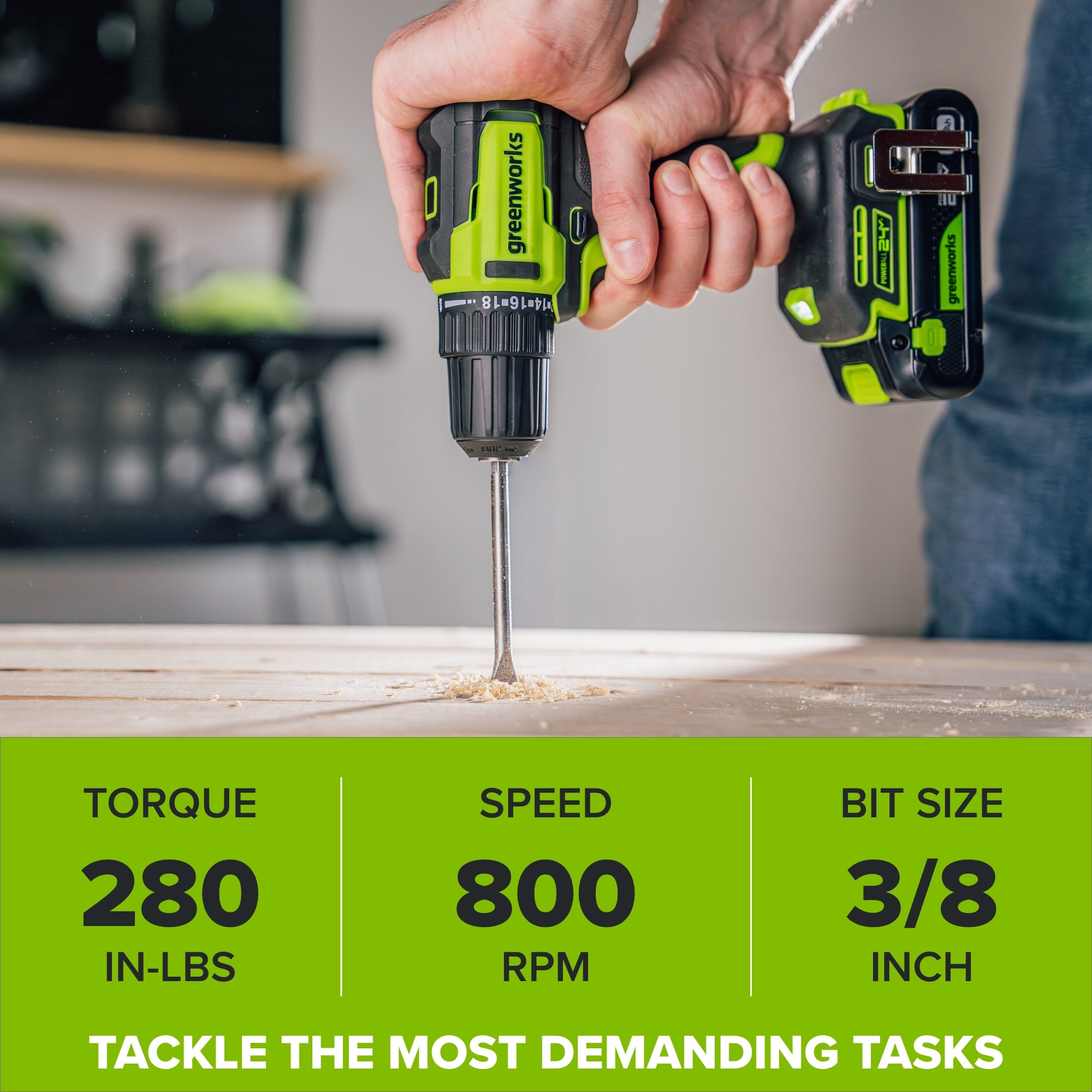 24V Cordless 280 in-lbs Drill/Driver Power Tool 3PC Combo Kit w/ 6-1/2" Circular Saw & 1-1/4" Reciprocating Saw : (2) 2.0Ah USB-C Battery, (2) 30W USB-C Charger, (2) 3' 100W USB-C Cable - Image 3