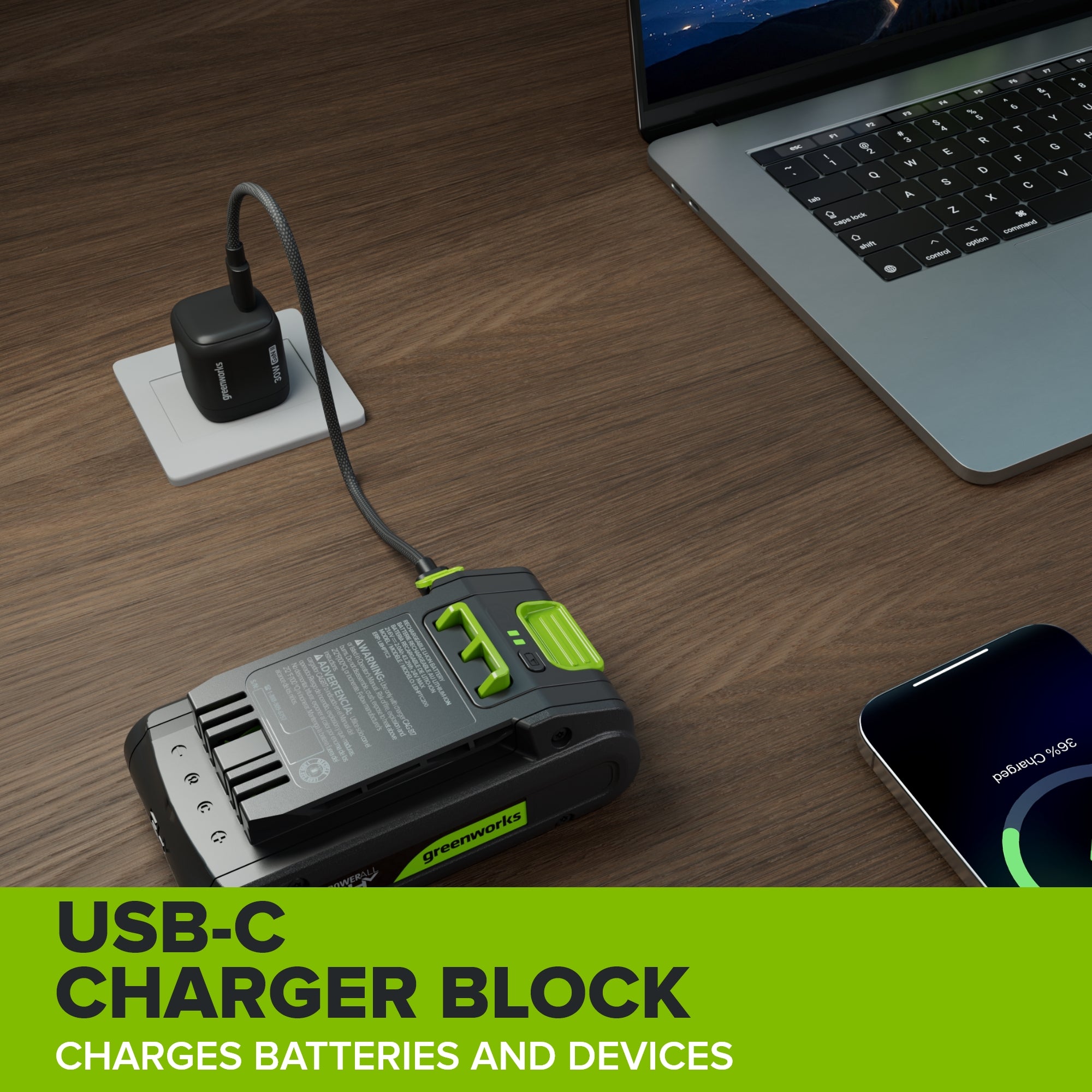 24V PowerAll 3/8" 280 in-lb Drill, with 2.0 Ah USB-C Battery, 30W USB-C Charger Block, 3' 100W USB-C Cable, 10-PC Drill Bit Set - Image 9