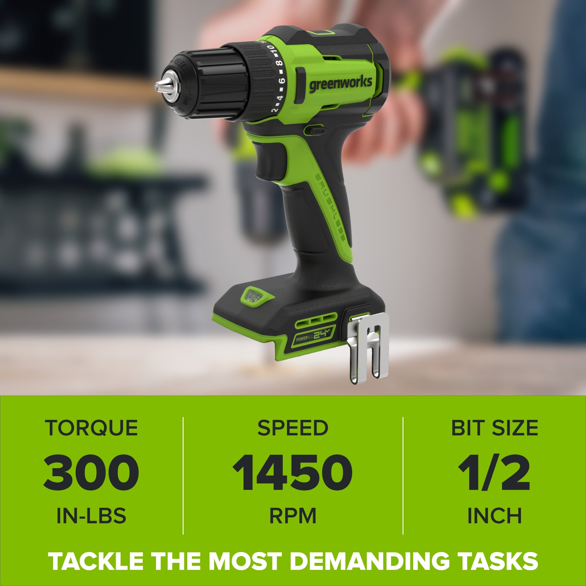 24V Cordless 280 in-lbs Drill/Driver Power Tool 3PC Combo Kit w/ 6-1/2" Circular Saw & Oscillating Multi-Tool: (1) 2.0Ah USB-C Battery, (1) 30W USB-C Charger, (1) 3' 100W USB-C Cable - Image 4