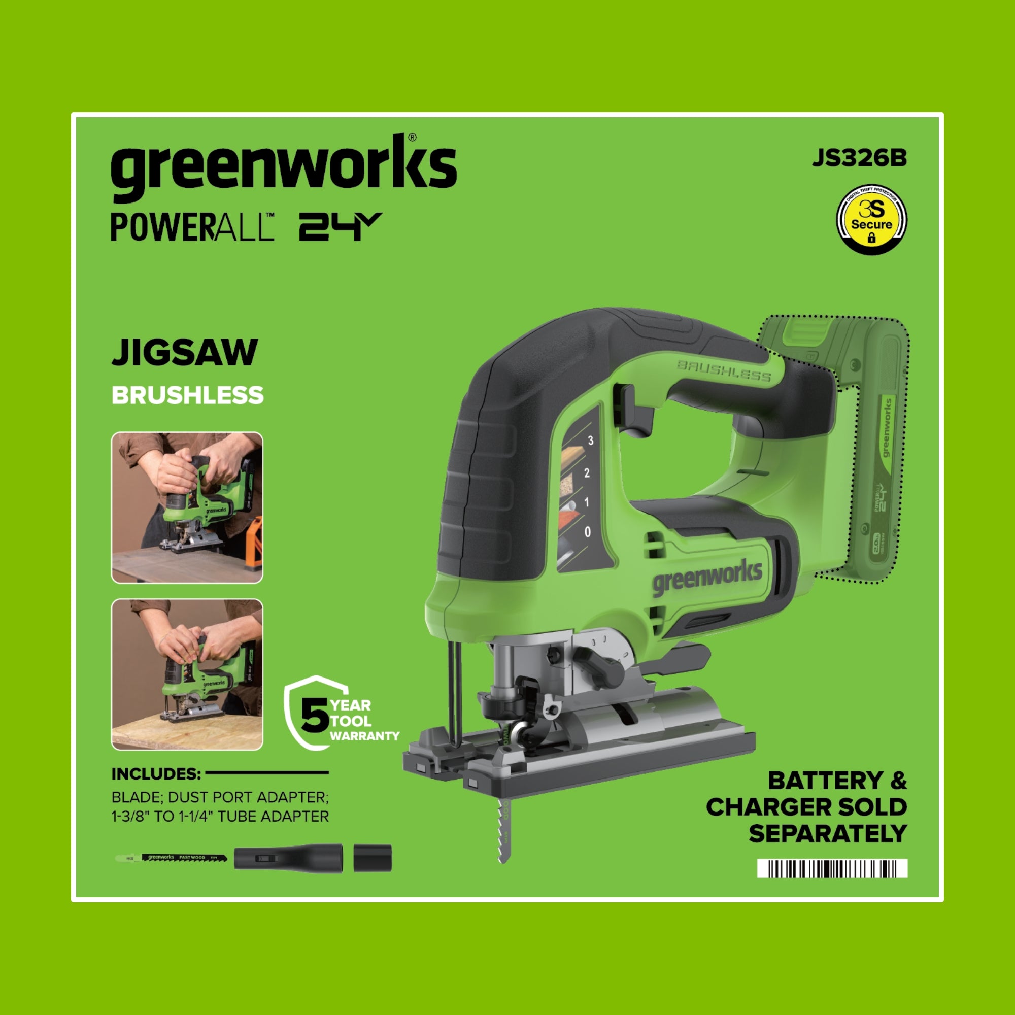 24V Cordless 280 in-lbs Drill/Driver Power Tool 3PC Combo Kit w/ 6-1/2" Circular Saw & 3000SPM Jig Saw: (1) 2.0Ah USB-C Battery & Charger, (1) 3' 100W USB-C Cable - Image 28