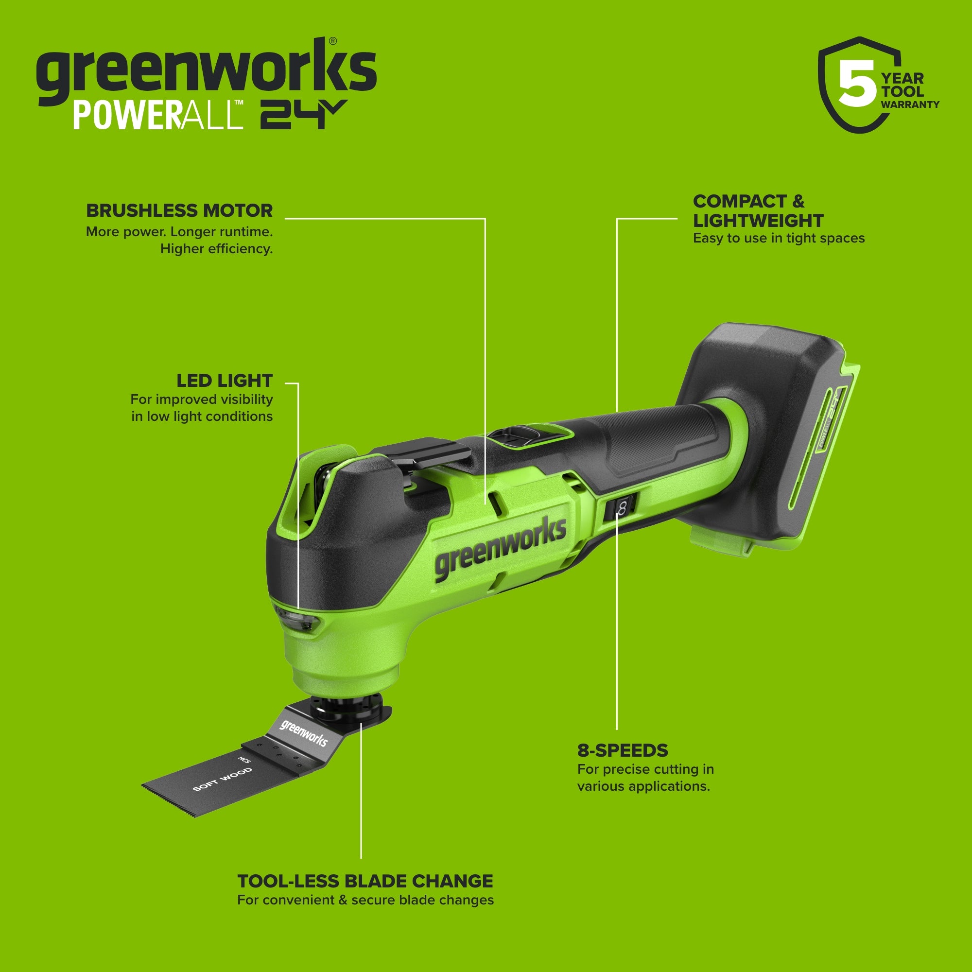 24V Cordless 280 in-lbs Drill/Driver Power Tool 6PC Combo Kit: (2) 2.0 Ah USB-C Batteries, 30W USB-C Charger Block, and 3' 100W USB-C Cable - Image 17