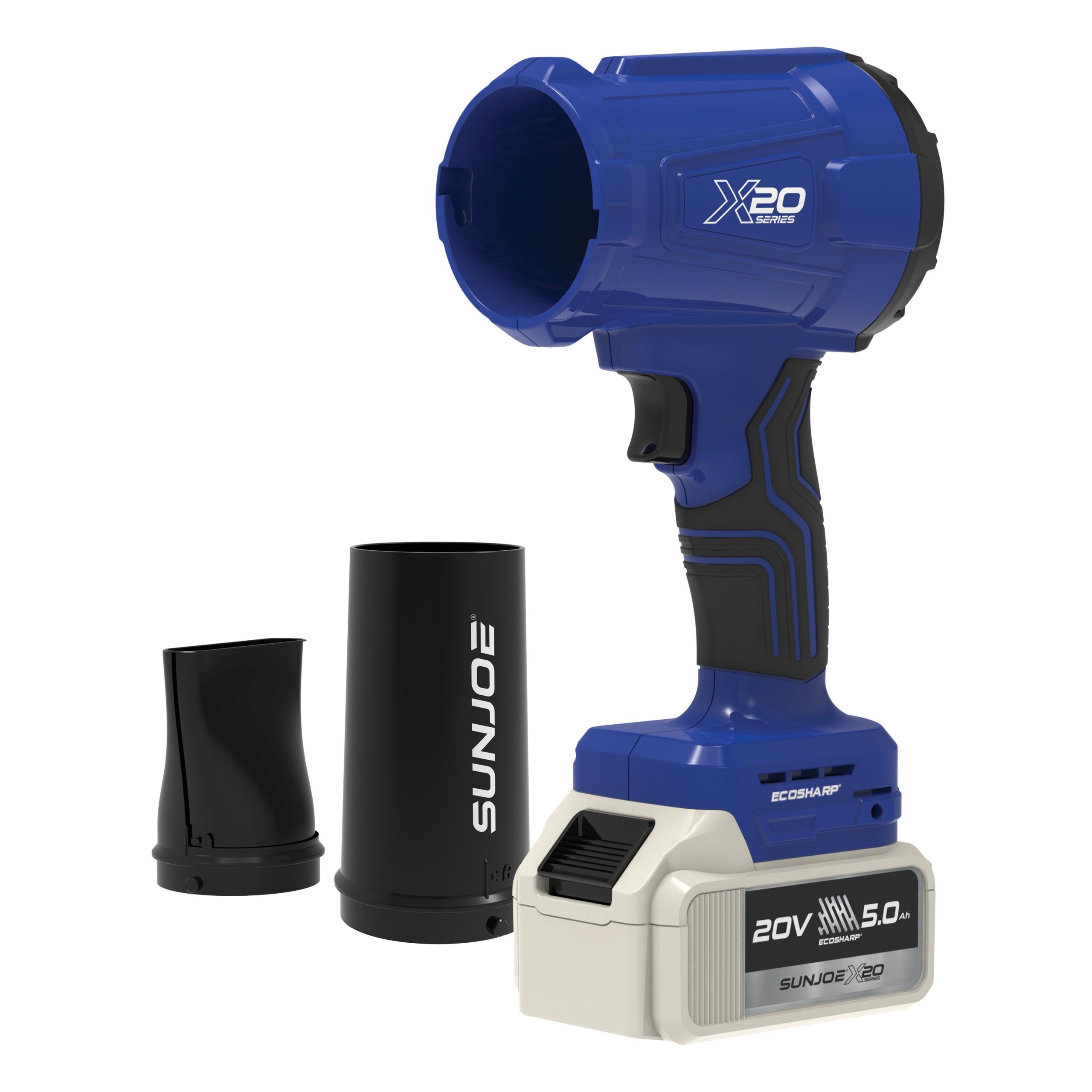 Sun Joe 20-Volt ECOSHARP Cordless X20 Handheld Turbo Blower | 2 Nozzles| 5.0-Ah Battery + Charger - Image 3