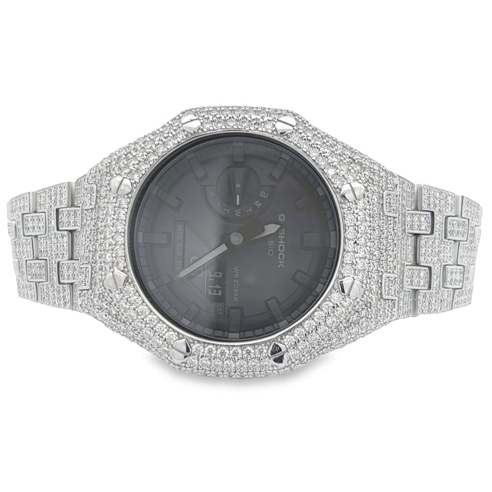 Full Bustdown 17.50 Carat VVS Moissanite Iced Out G Shock GA2100 Watch - Image 2