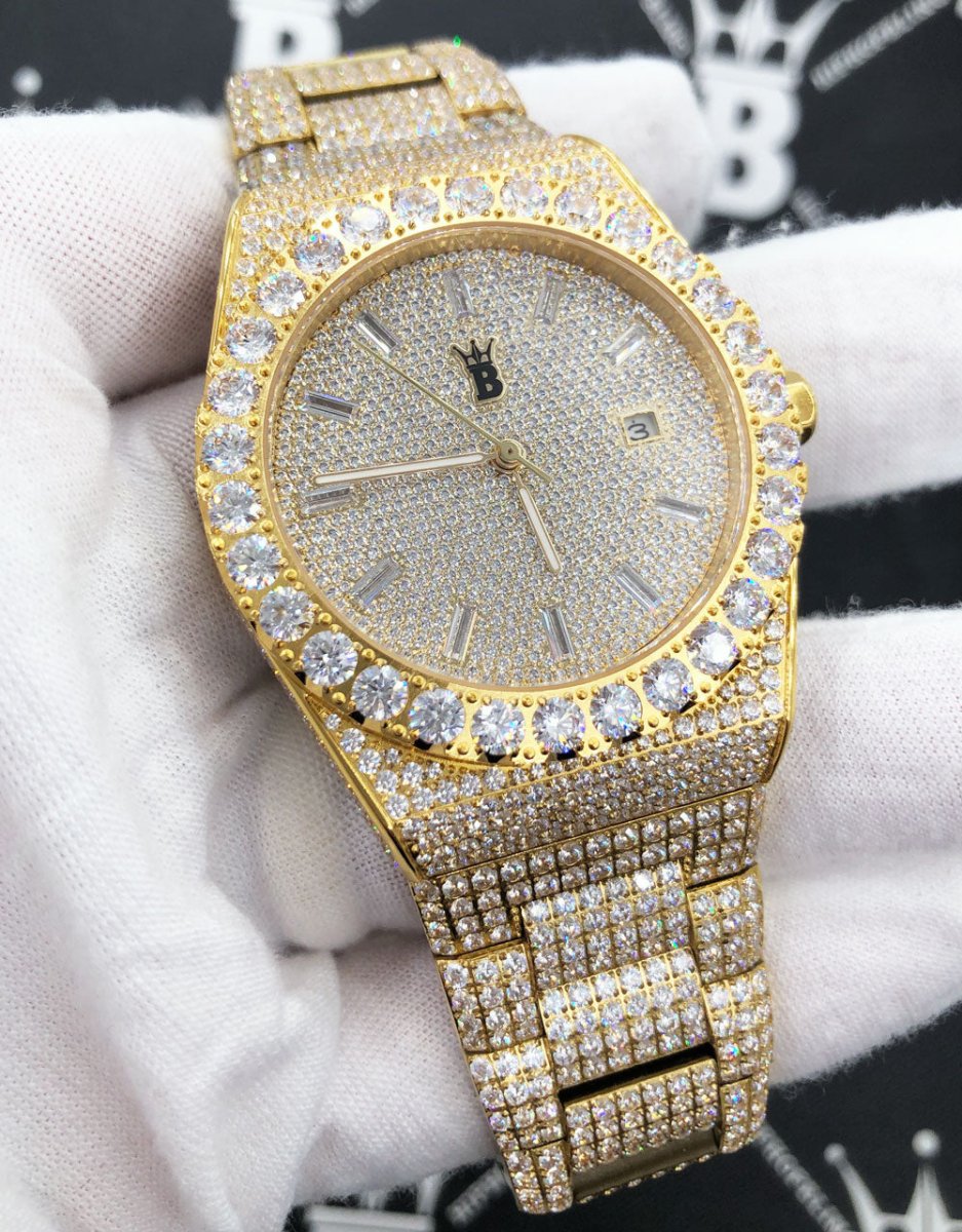 Moissanite Crown Iced Out Hip Hop Bling Bustdown Watch 50 Carats - Image 8