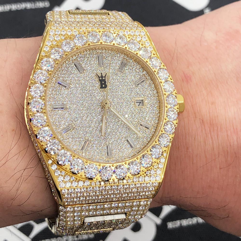 Moissanite Crown Iced Out Hip Hop Bling Bustdown Watch 50 Carats - Image 17