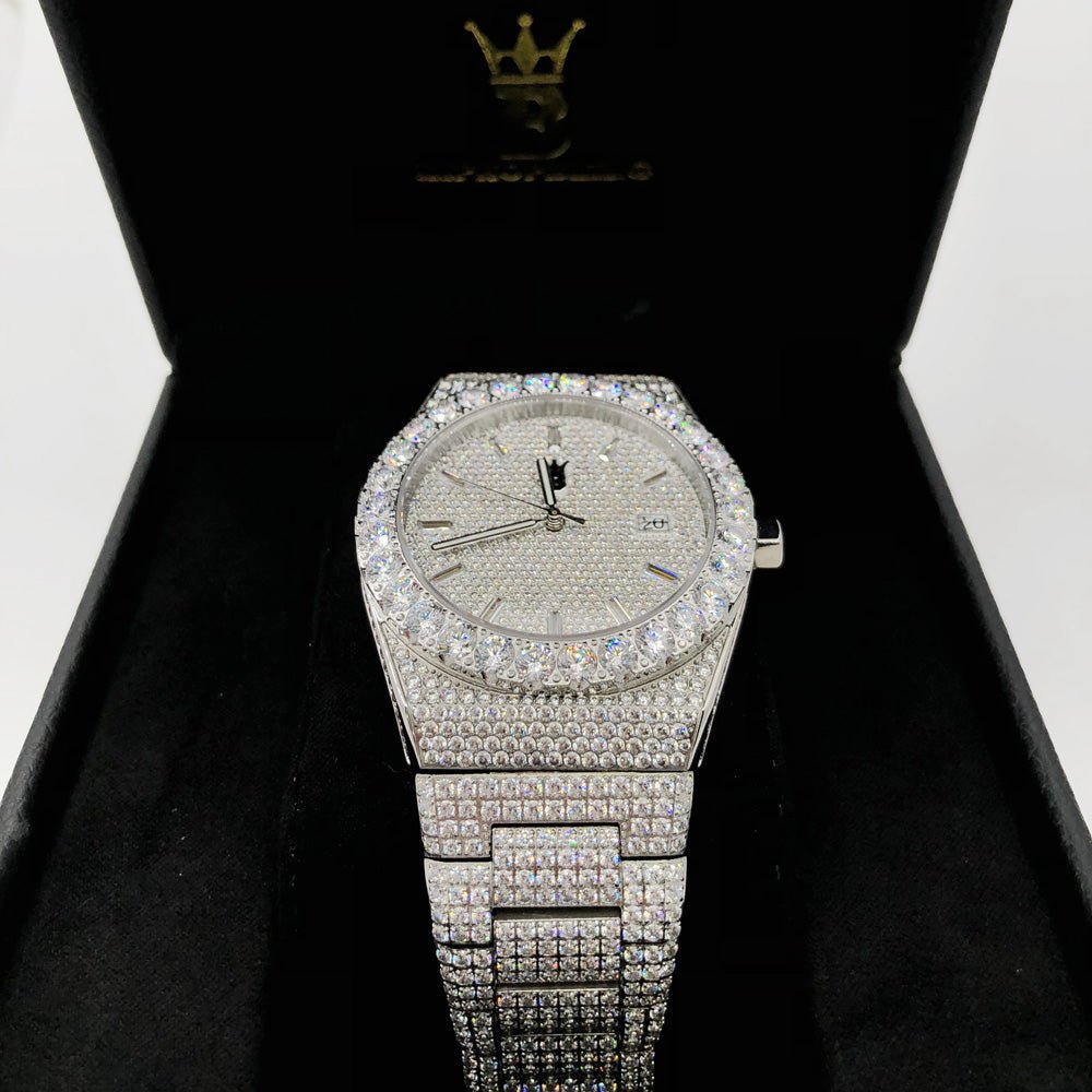 Moissanite Crown Iced Out Hip Hop Bling Bustdown Watch 50 Carats - Image 11