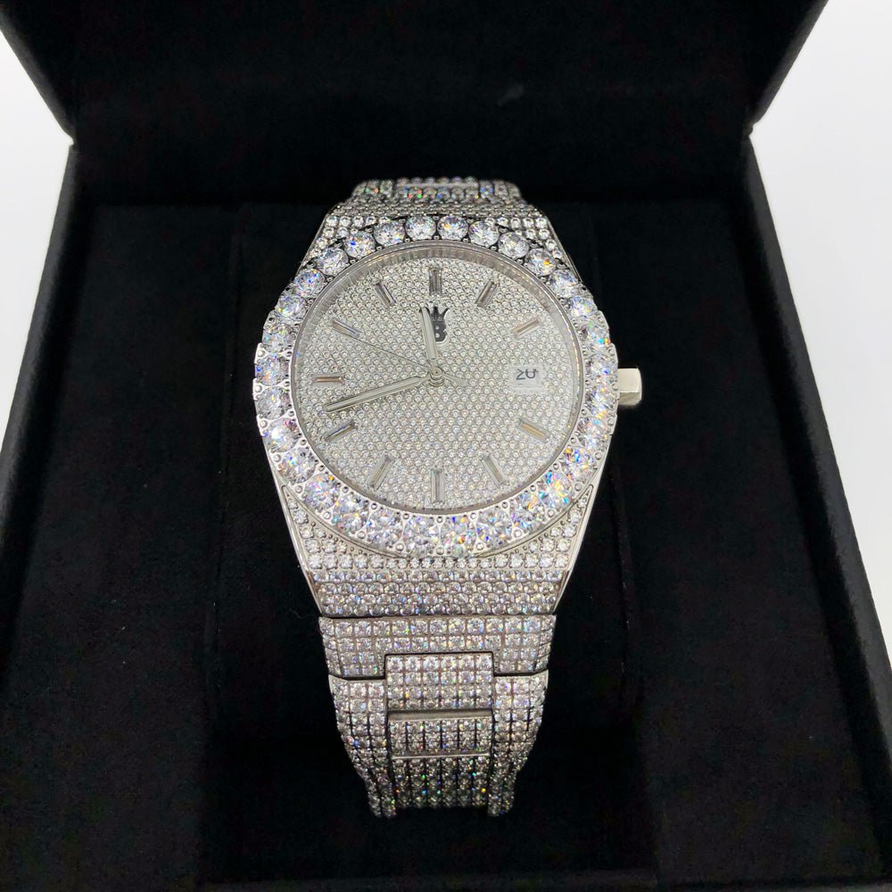 Moissanite Crown Iced Out Hip Hop Bling Bustdown Watch 50 Carats - Image 6