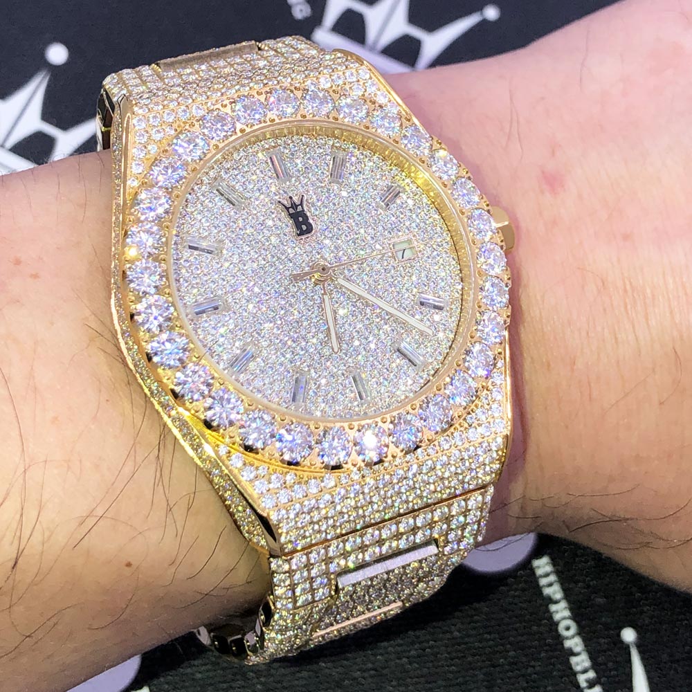 Moissanite Crown Iced Out Hip Hop Bling Bustdown Watch 50 Carats - Image 16