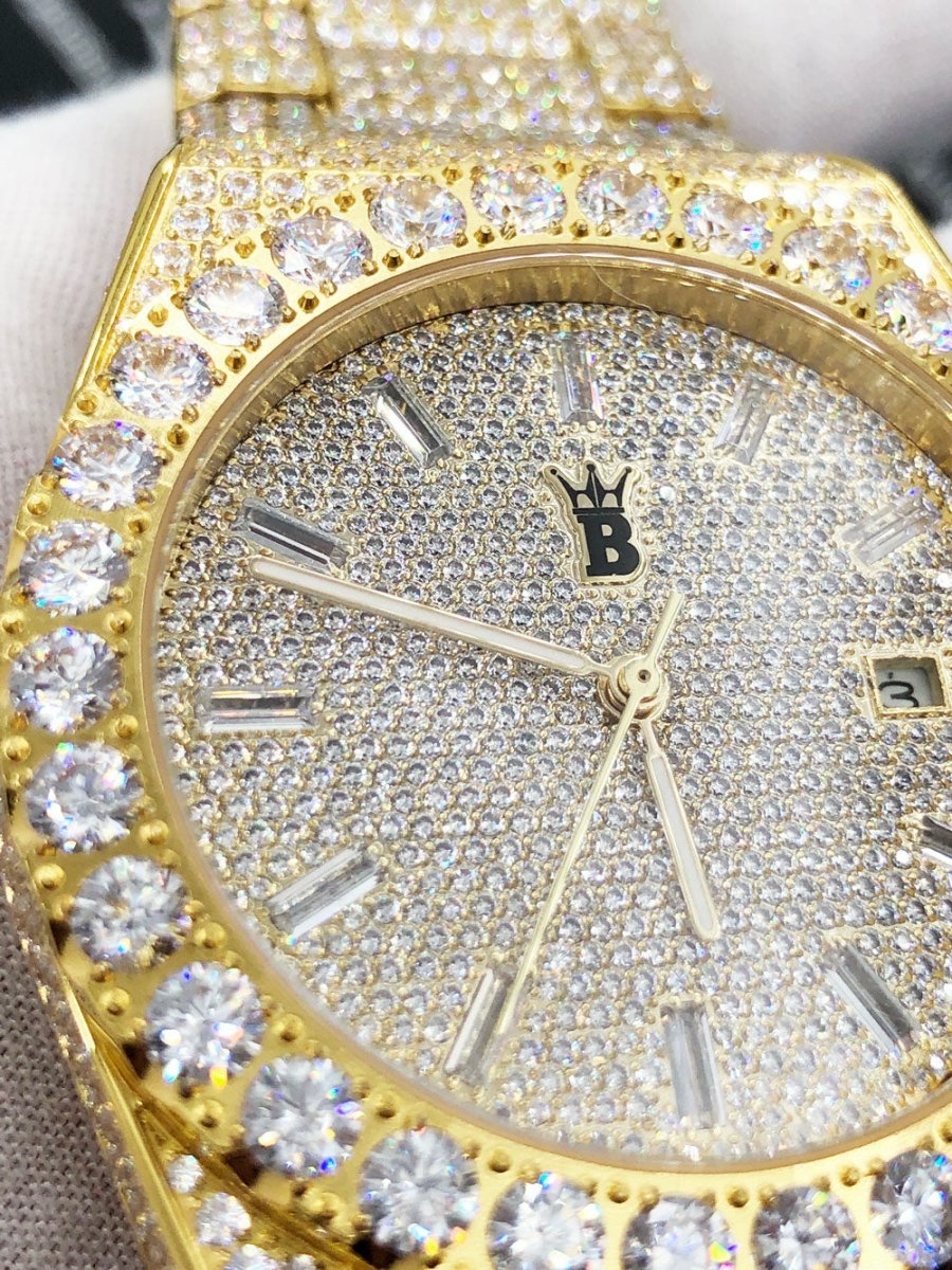 Moissanite Crown Iced Out Hip Hop Bling Bustdown Watch 50 Carats - Image 10