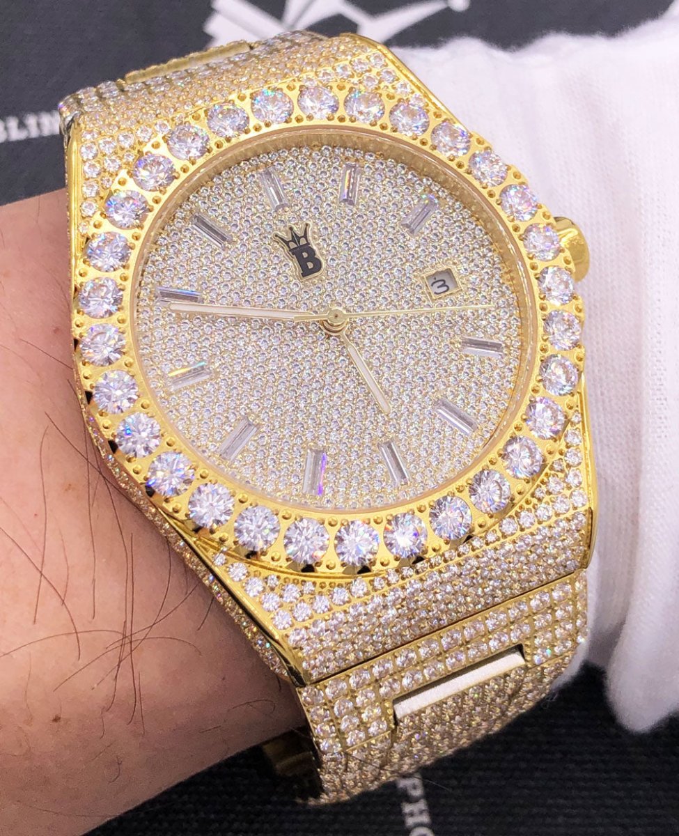 Moissanite Crown Iced Out Hip Hop Bling Bustdown Watch 50 Carats - Image 5