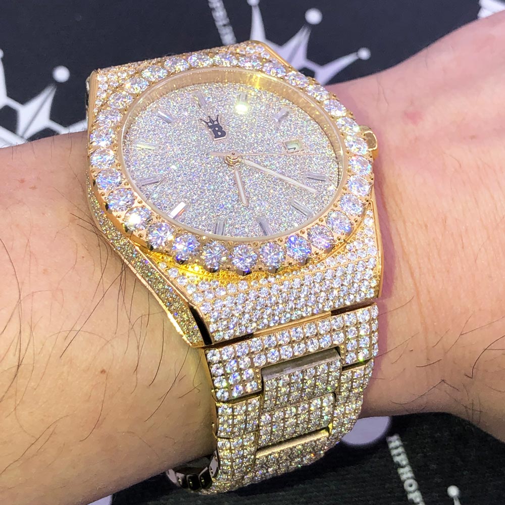 Moissanite Crown Iced Out Hip Hop Bling Bustdown Watch 50 Carats - Image 4