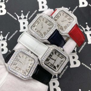 Moissanite VVS Iced Out Baller Square Leather Watch