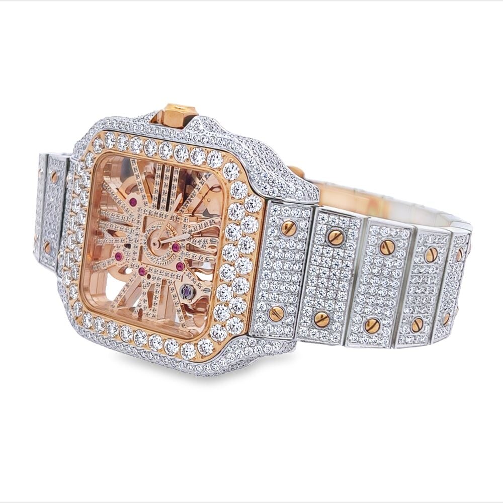 Moissanite VVS Skeleton Iced Out Baller Square Steel Watch - Image 6