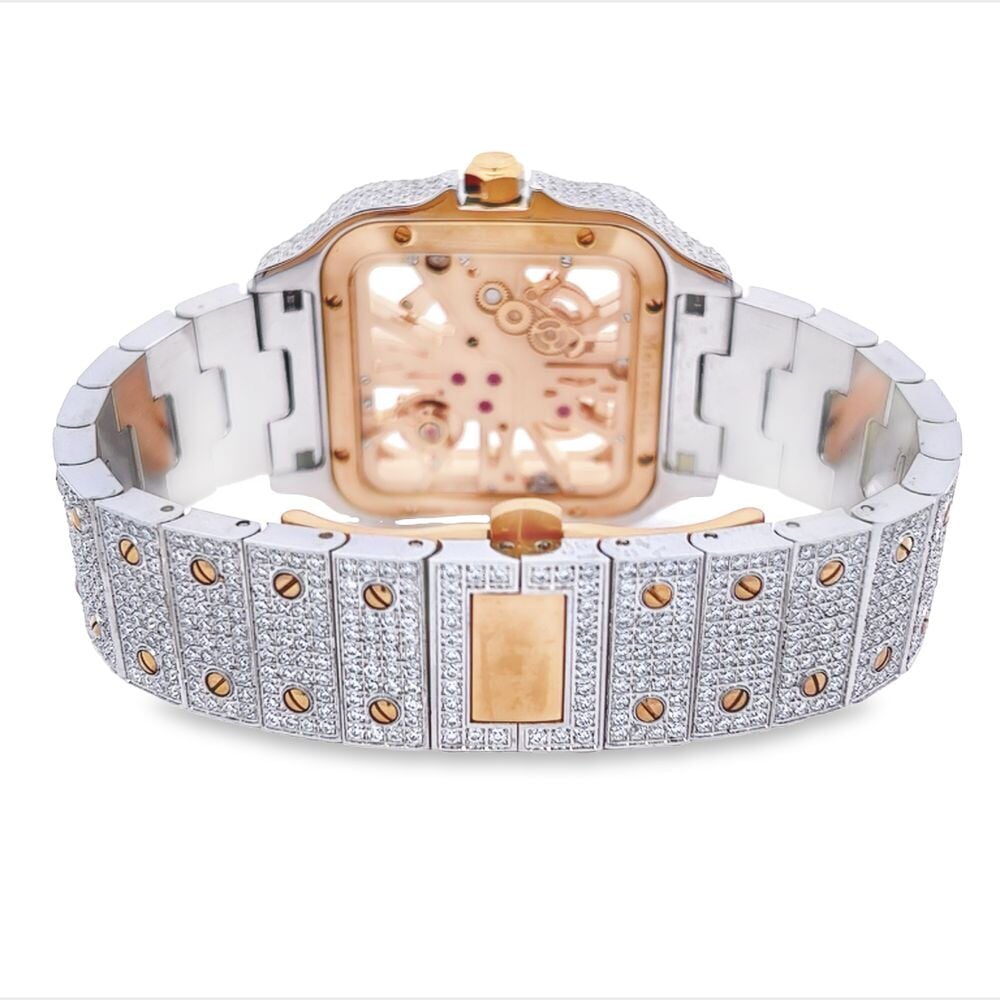 Moissanite VVS Skeleton Iced Out Baller Square Steel Watch - Image 8