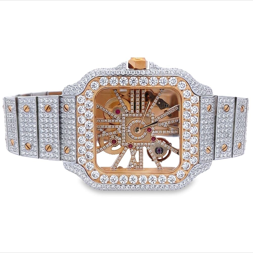 Moissanite VVS Skeleton Iced Out Baller Square Steel Watch - Image 9