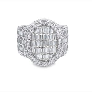 Oval Cocktail Baguette VVS Moissanite Ring .925 Sterling Silver