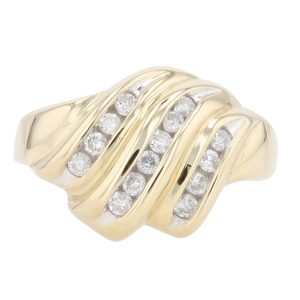 .22ctw Round Diamond Channel-Set Scalloped Ring 14k Yellow Gold Size 5.75