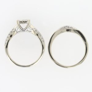 .93ctw Princess Cut Diamond Halo Wedding Set Rings 14k White Gold Size 7.25