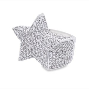 Star Iced Out VVS Moissanite Ring .925 Sterling Silver