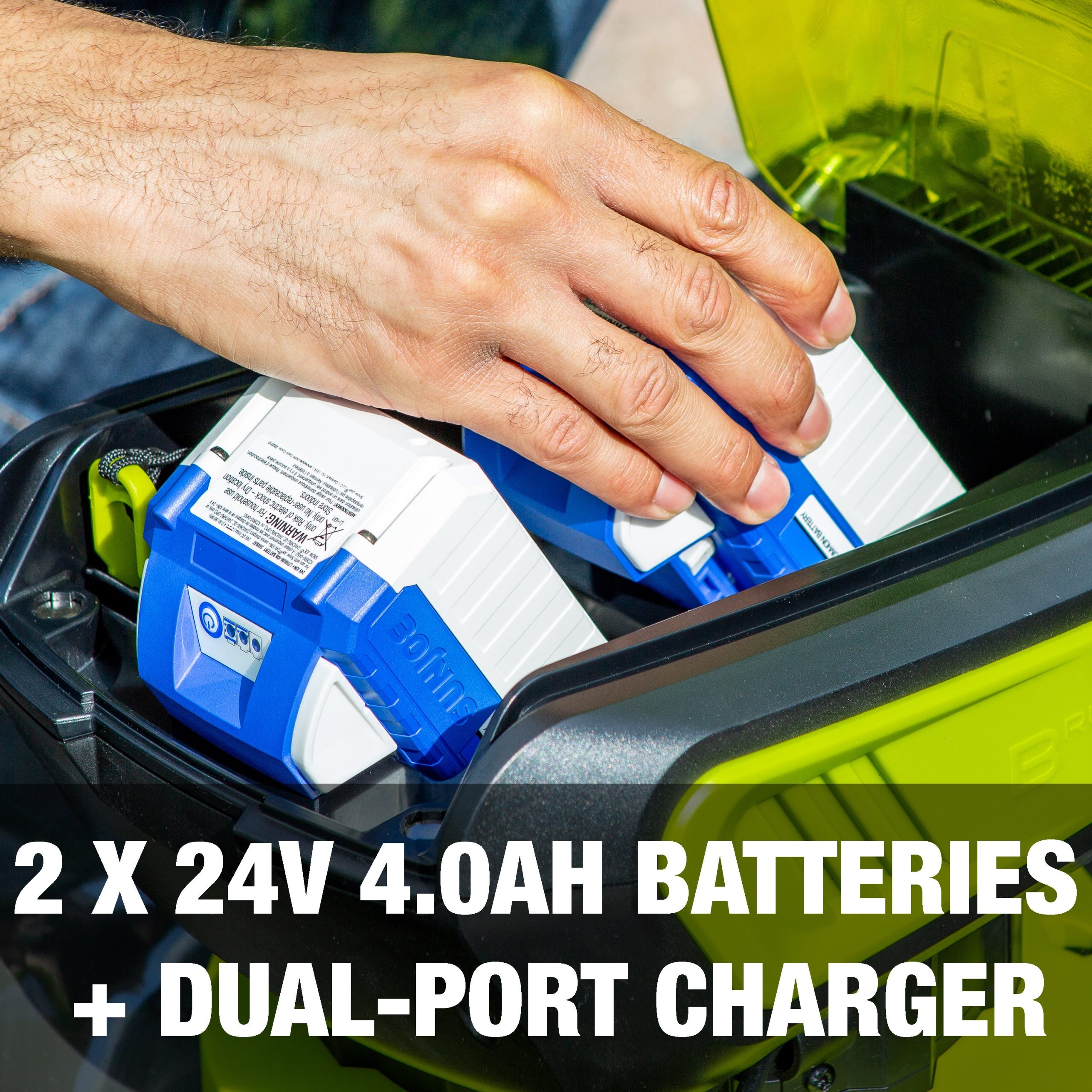 Sun Joe 24V-X2-21LMSP 48-Volt* IONMAX Cordless Self-Propelled Lawn Mower | 20-inch | 7-Position | Collection Bag | Mulching Plug | W/ 2 x 4.0-Ah Batteries + Charger - Image 4