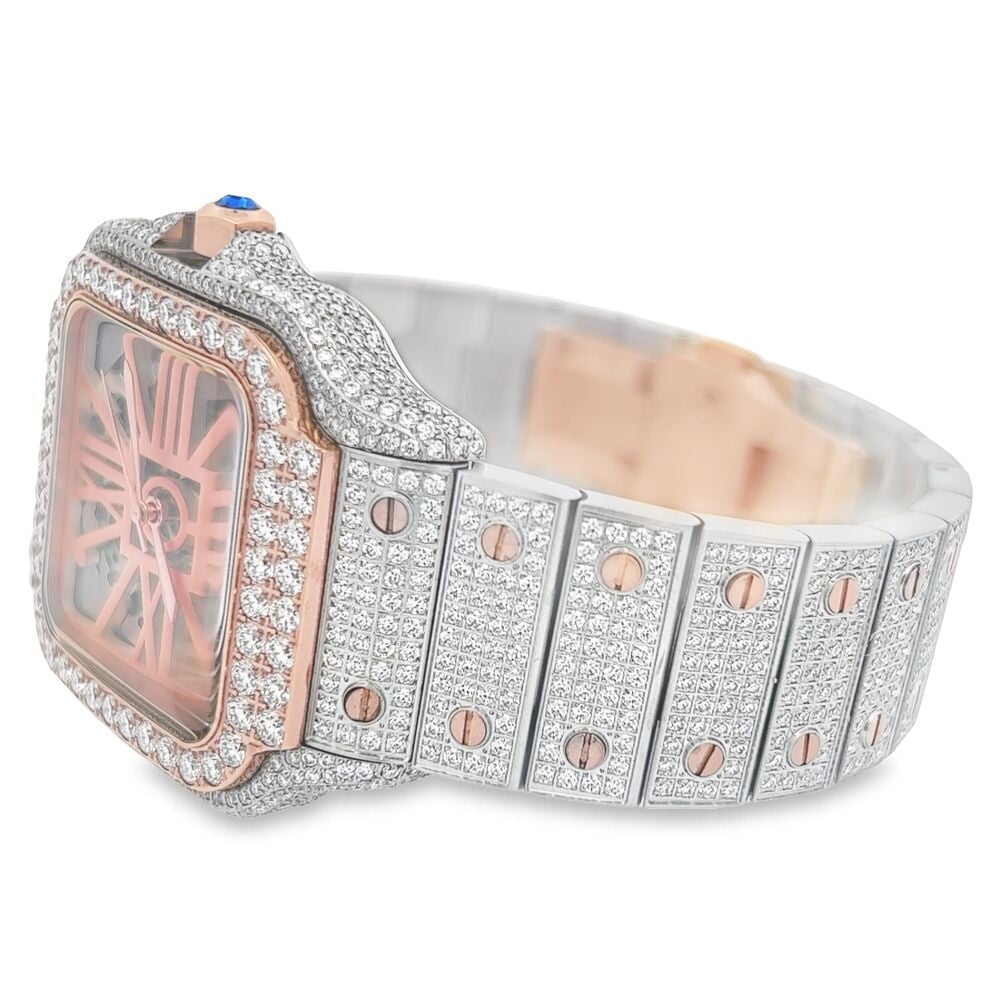 VVS Skeleton Moissanite Iced Out Auto Square Steel Watch - Image 14