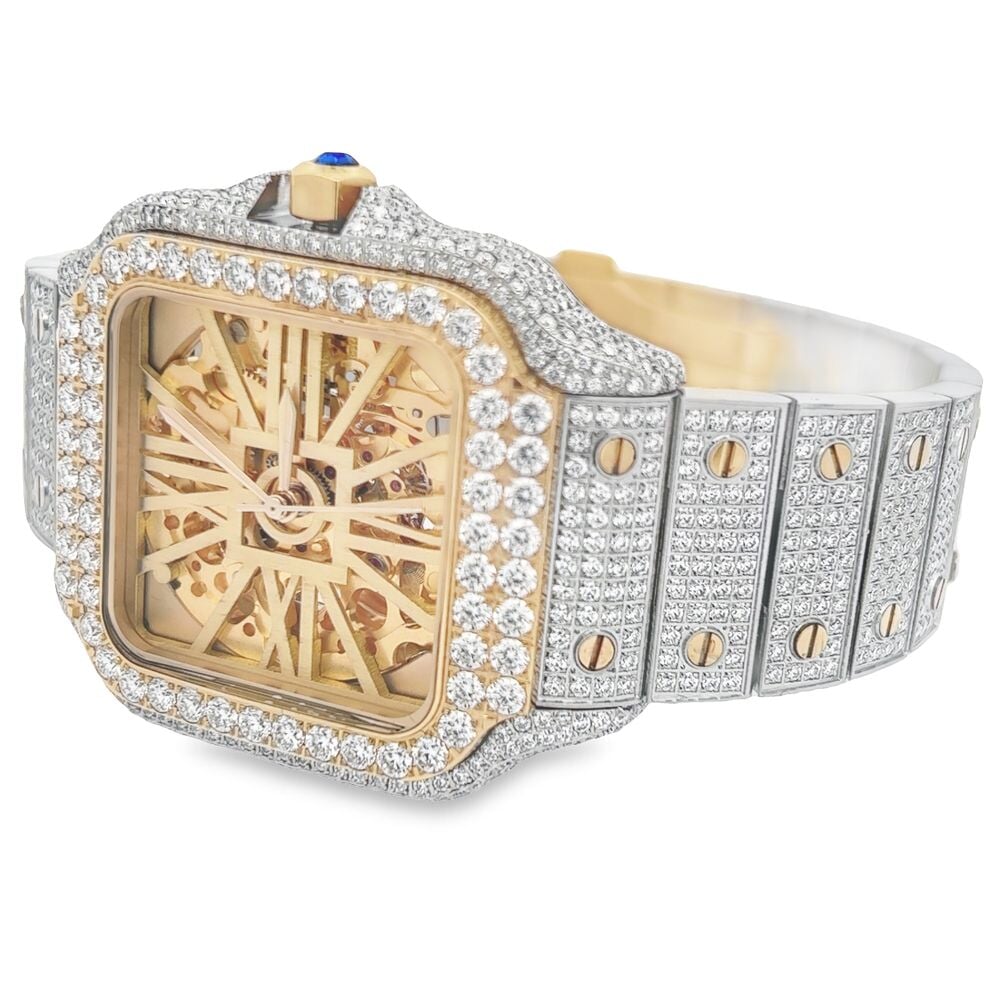 VVS Skeleton Moissanite Iced Out Auto Square Steel Watch - Image 10
