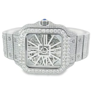 VVS Skeleton Moissanite Iced Out Auto Square Steel Watch