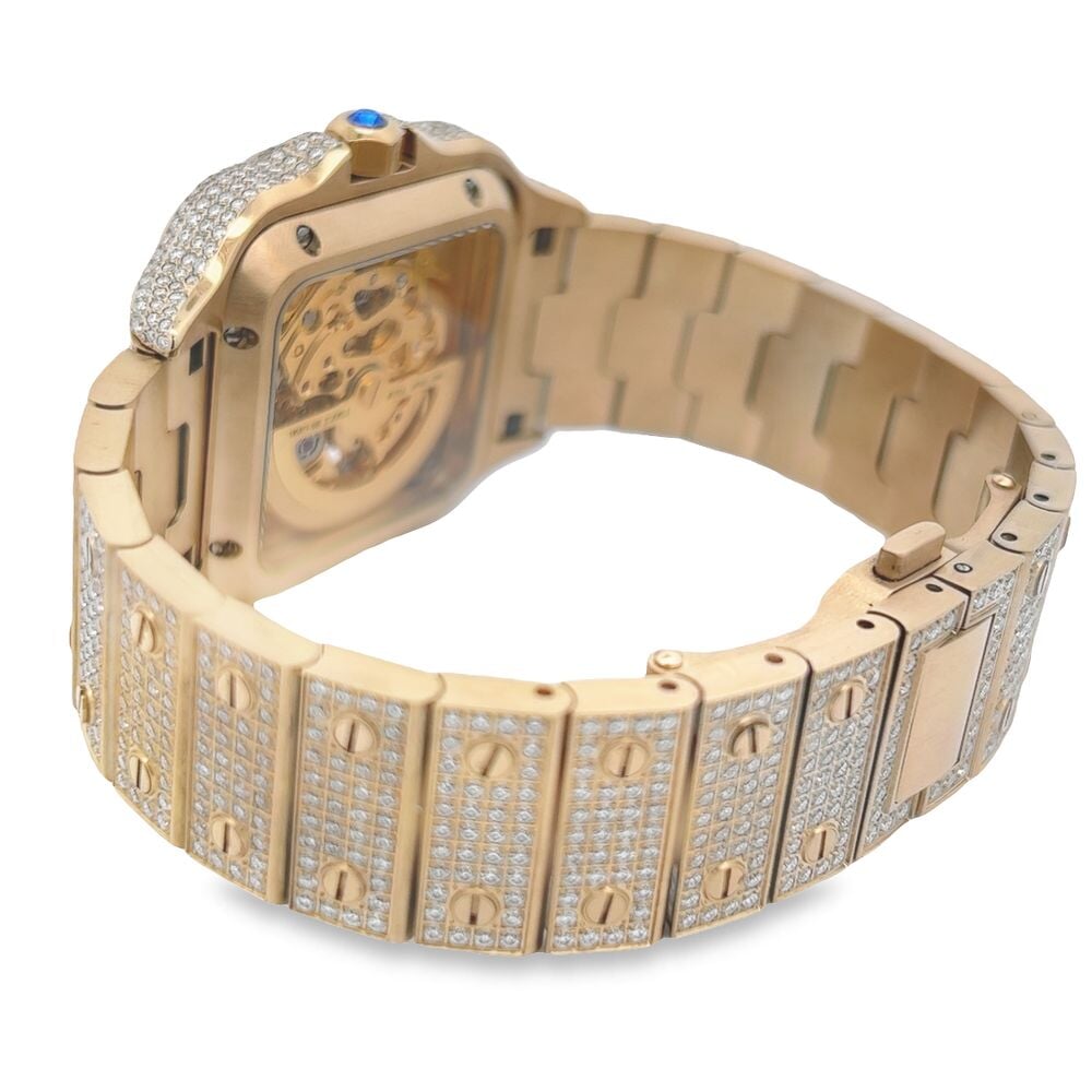 VVS Skeleton Moissanite Iced Out Auto Square Steel Watch - Image 4